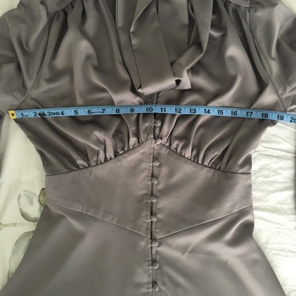 Misguided button down pussy bow satin dress - Picture 7 of 13